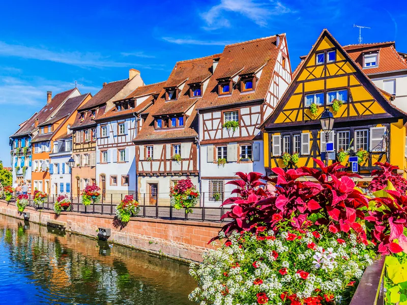 Colourful houses along the canal in La Petite Venise, Colmar